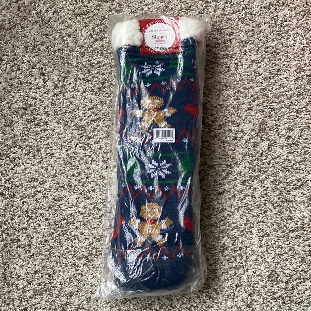 Charter Club Blue Holiday Slipper Socks